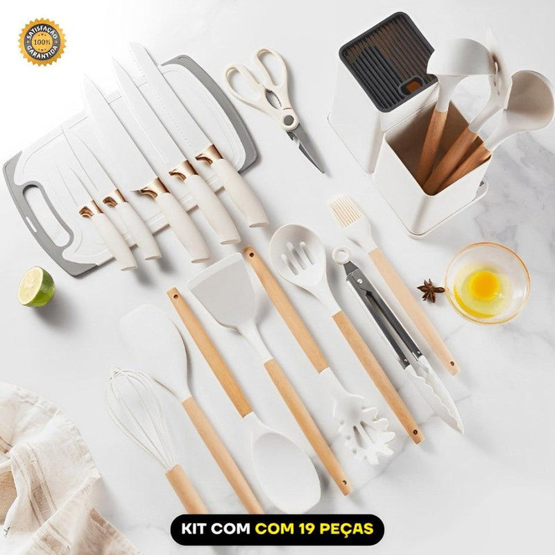 Kit Utensílios de Cozinha Luxo (COM 19 PEÇAS)