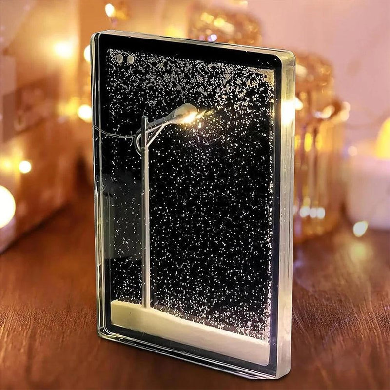 Luz noturna de mesa feita à mão com cena de neve, artesanato de Natal, lâmpada noturna com neve, decoração, artesanato, lâmpadas de rua noturnas para meninas